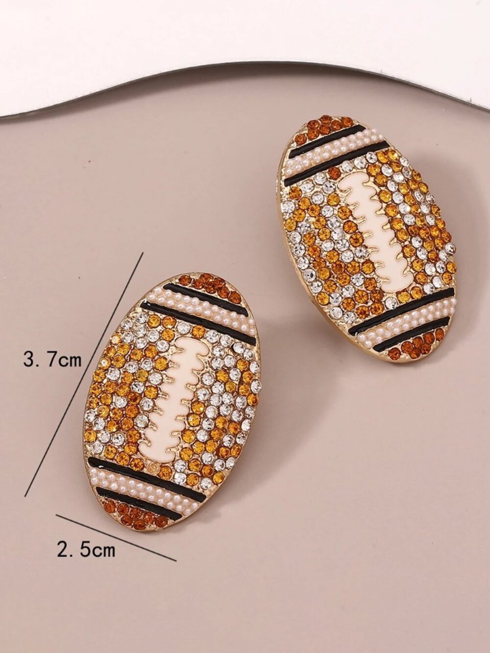 ✨ Boutique Exclusive Sparkly Rhinestone Football Earrings - Game Day Statement J